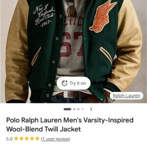 Polo Ralph Lauren Green and Tan Wool Varsity Jacket